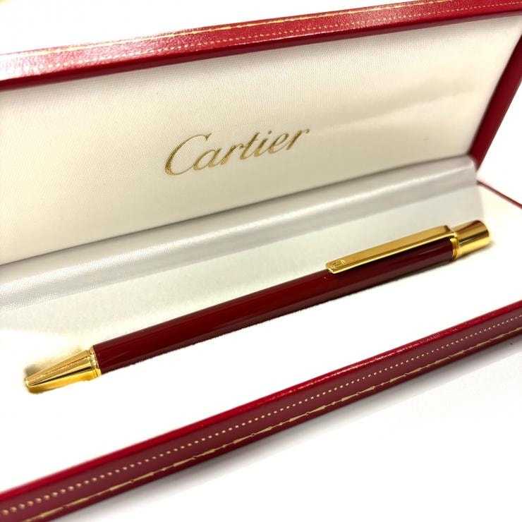 CARTIER マスト ドゥ カルティエ ツイスト式 ボールペン ボルドー 黒インク 鑑定済み 正規品 カルティエ