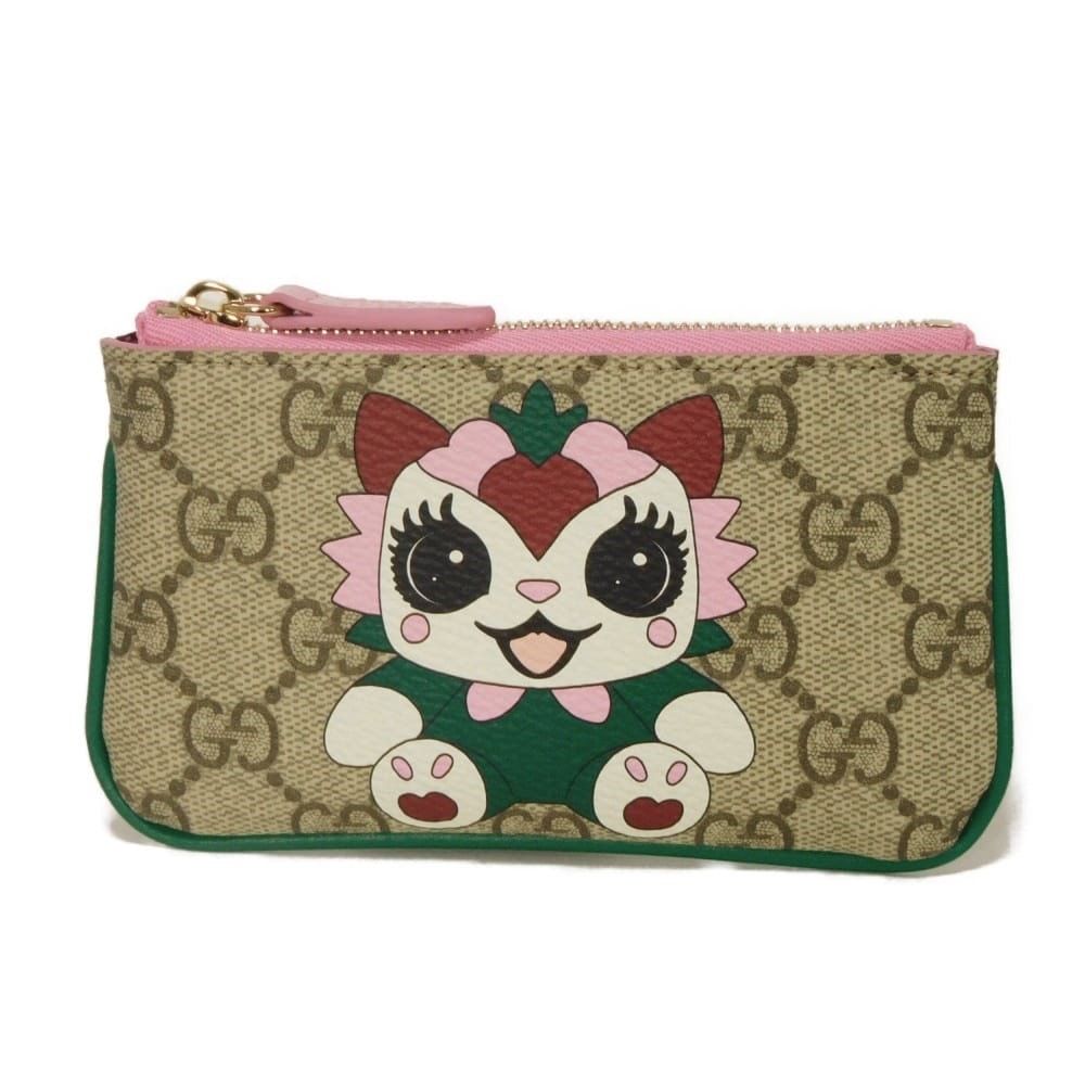 GUCCI グッチ ベスティーズ コインパース グリーン ピンク マルチカラー キーリング キーチェーン ゴールド 未使用 GGスプリーム ラブリー ベージュ コインケース 855376 FAFIO 9772