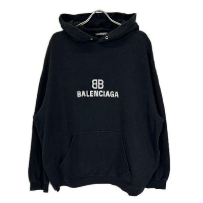 バレンシアガ 21年製 600583 ブラック BB PIXEL LOGO HOODIE XL