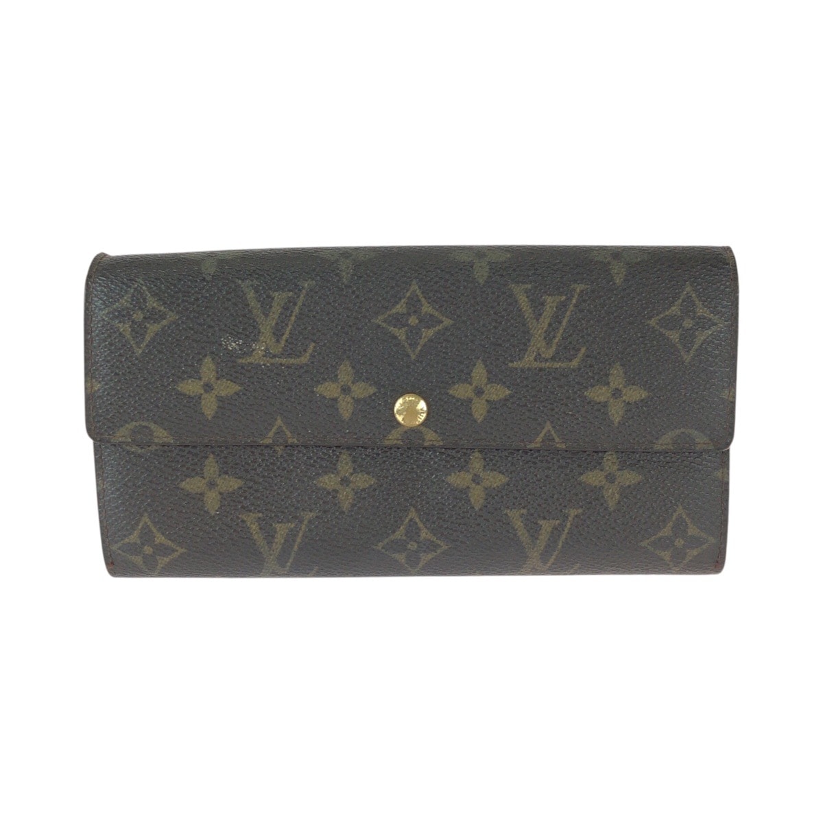 LOUIS VUITTON ルイヴィトン モノグラム ポシェット ポルト モネ クレディ ブラウン ゴールド金具 PVC 長財布 ロングウォレット 600821 【中古】
