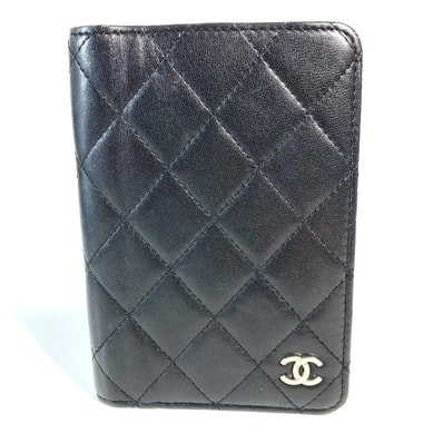 シャネル CHANEL CC ロゴ ココマーク マトラッセ キルティング カバー ケース ステーショナリー パスポートケース レザー ブラック