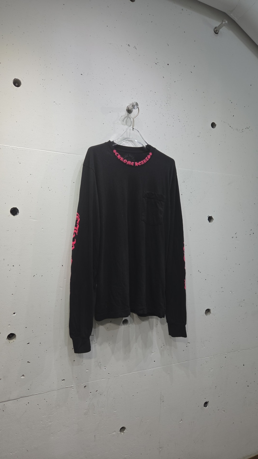 Chrome Hearts Script Neck Logo L/S T-Shirt "Black/Pink"