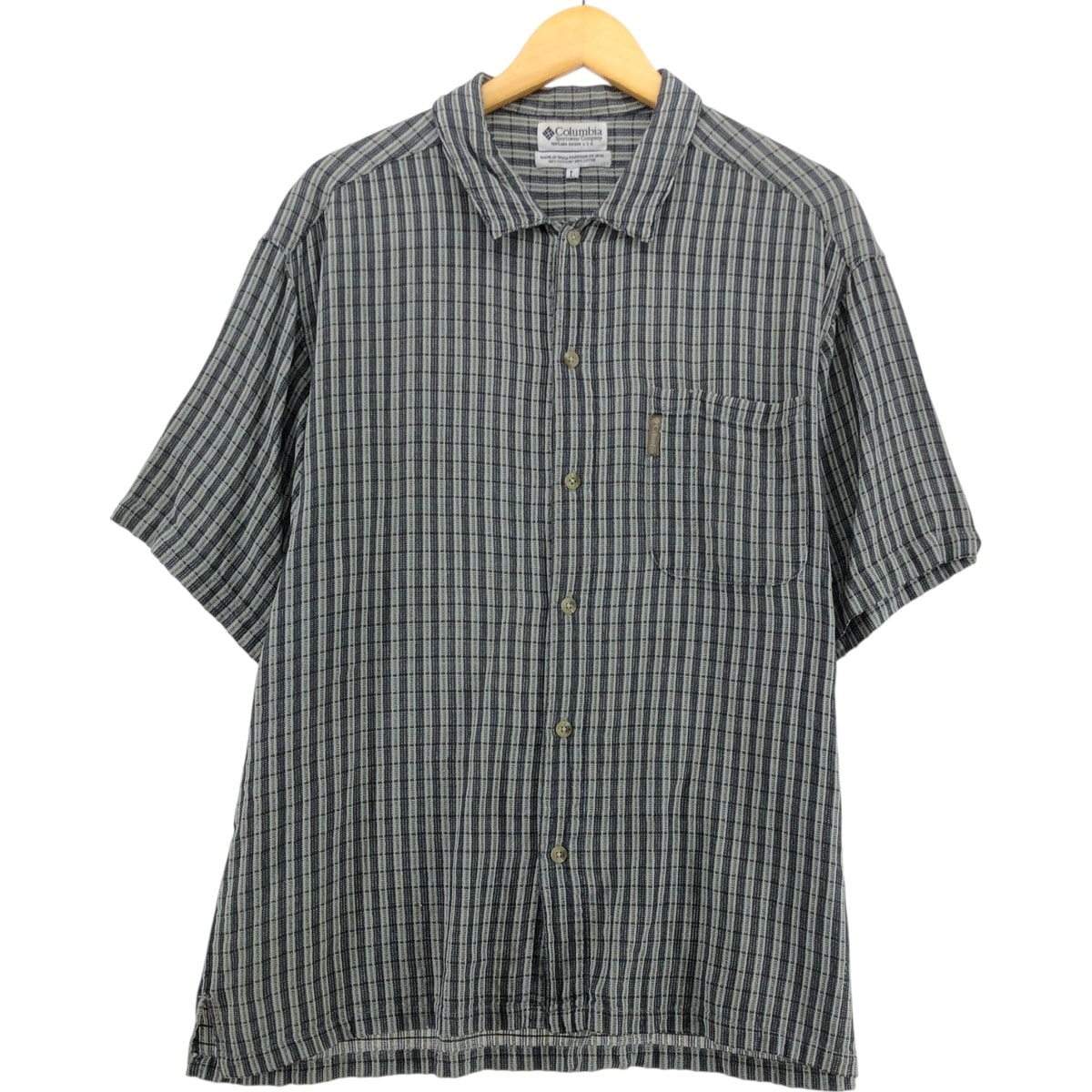 古着 90~00年代 コロンビア Columbia ワイドカラー 半袖 コットン ストライプシャツ ボックスシャツ メンズL相当/eaa543748