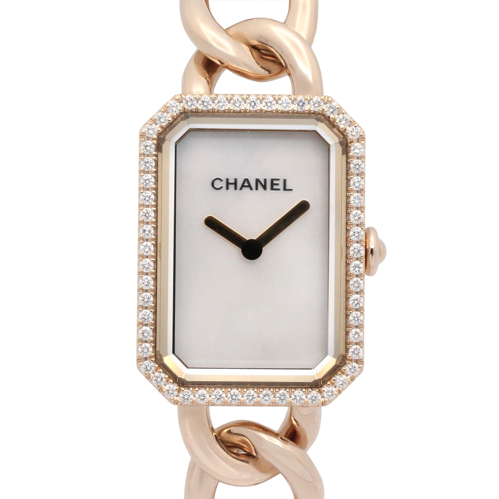 シャネル CHANEL プルミエール ダイヤベゼル 腕時計 時計 K18PG(ピンクゴールド) ダイヤモンド レディース ホワイト系 ホワイトシェル H4412 【中古】