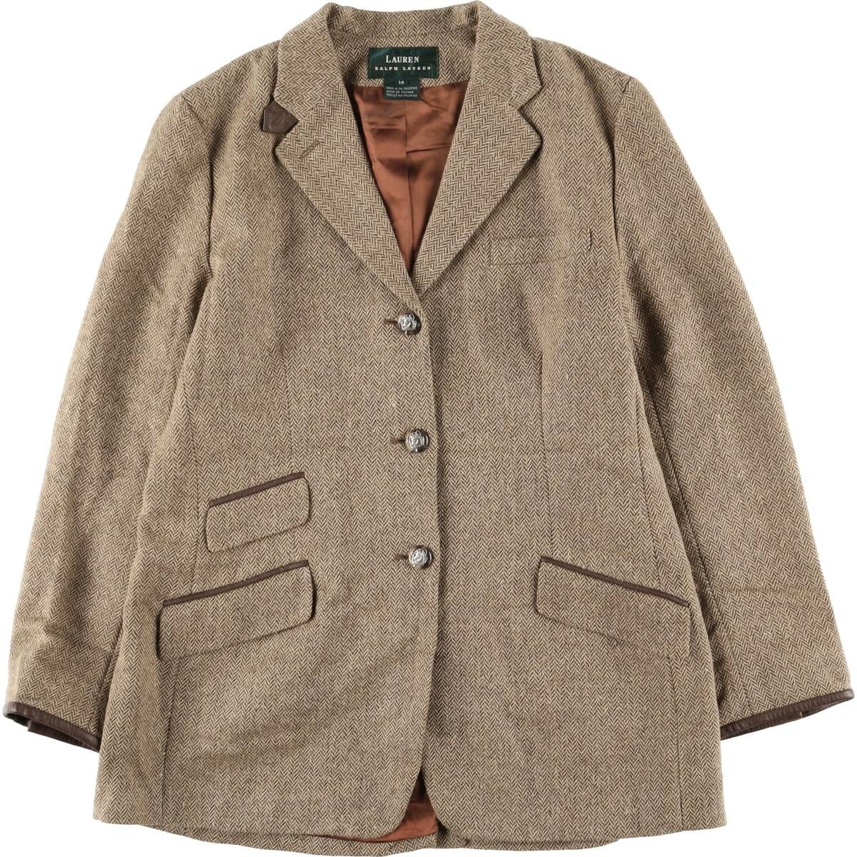 古着 ラルフローレン Ralph Lauren LAUREN ローレン ヘリンボーン シルク×ウールテーラードジャケット レディースM相当/eaa598247