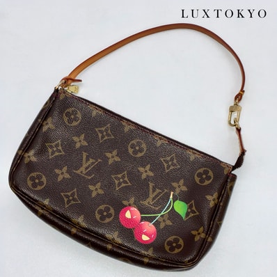 LOUIS VUITTON ルイ・ヴィトン 村上隆 モノグラム チェリー ポシェット アクセソワール M95008 ハンドバッグ ブラウン