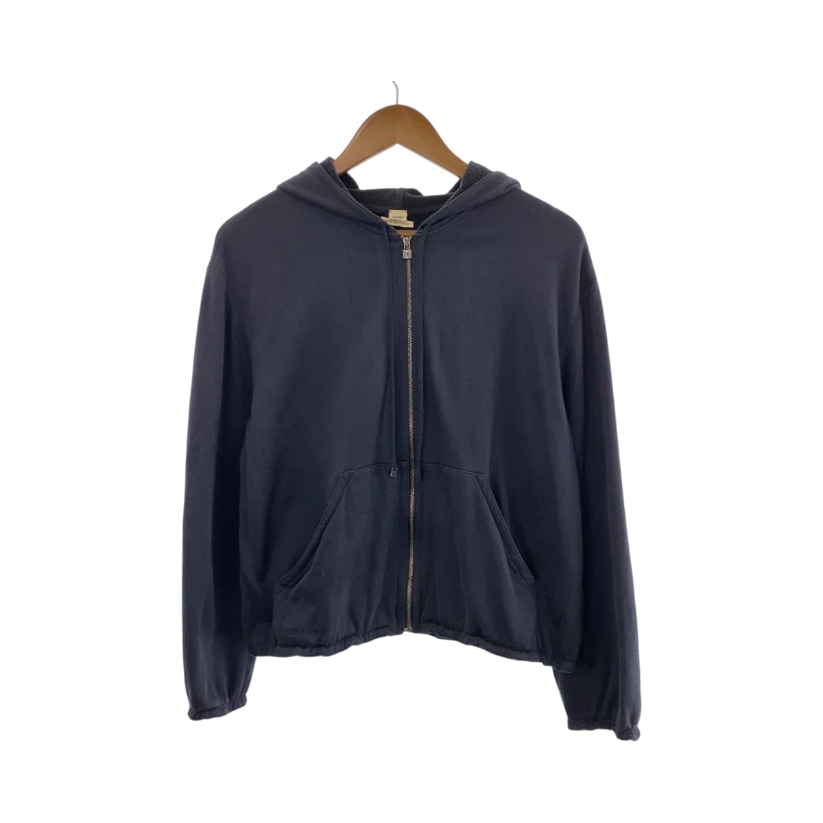 HERMES エルメス サイズ38 ネイビー シルバー金具 コットン シルク/ ジップアップ パーカー 男女兼用 506335 【中古】