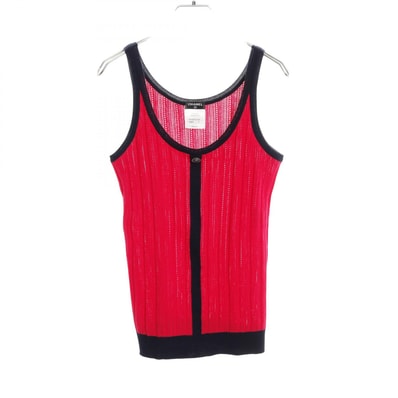 シャネル CHANEL タンクトップ 衣料品 トップス コットン カシミヤ シルク レディース レッド系 / ネイビー系 - 【中古】