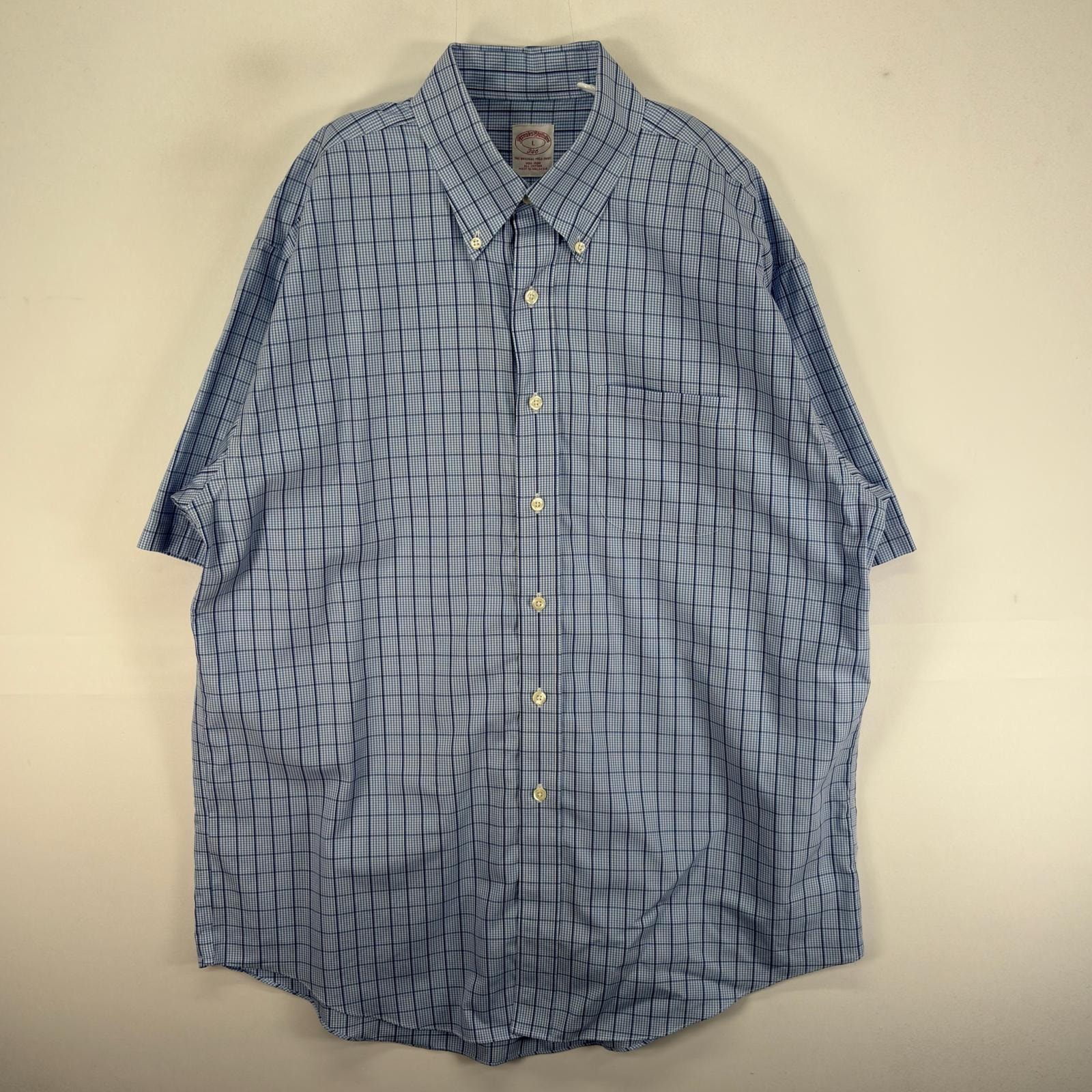 古着 ブルックスブラザーズ Brooks Brothers 半袖シャツ 胸ポケ 346 L  ブルー系 チェック メンズ