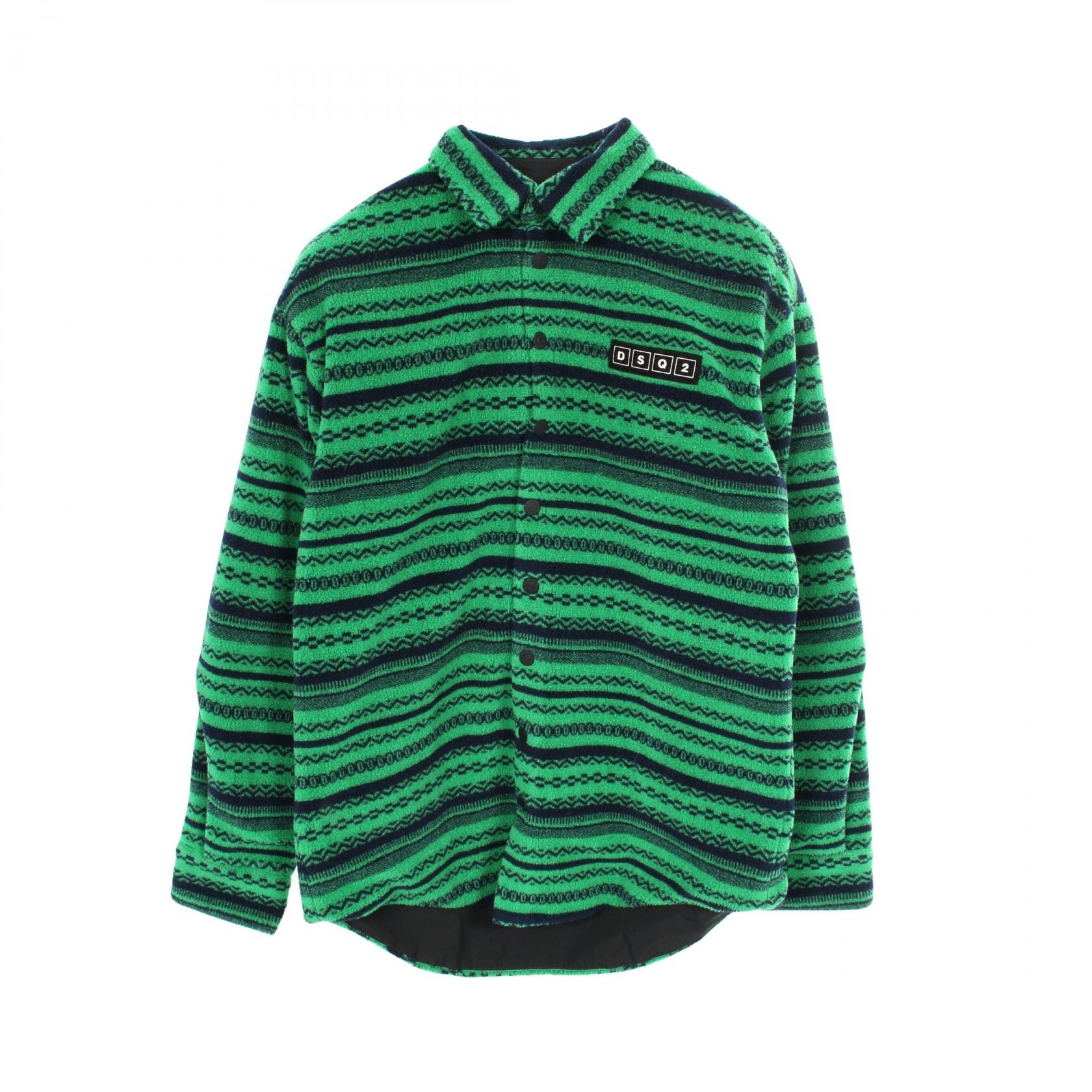 ディースクエアード DSQUARED2 Drop Shoulder Shirt 衣料品 アウター ポリエステル メンズ グリーン系 / ネイビー系 【中古】