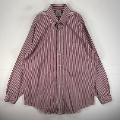 古着 ブルックスブラザーズ Brooks Brothers 長袖シャツ ボタンダウン 脇ポケット L レッド系 ストライプ メンズ