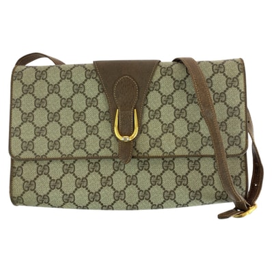 GUCCI グッチ ヴィンテージ オールドグッチ ブラウン ゴールド金具 GGスプリームキャンバス レザー/ ショルダーバッグ ポシェット 601816 【中古】