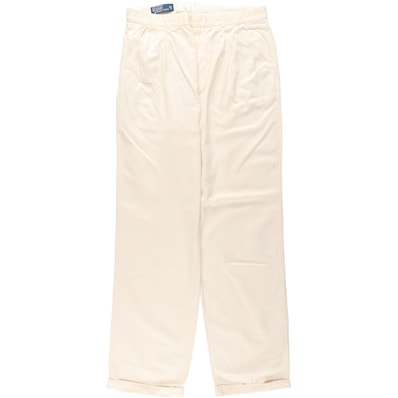 古着 ラルフローレン Ralph Lauren POLO by Ralph Lauren ツータック シルク×コットン スラックスパンツ メンズw33相当/evb034992