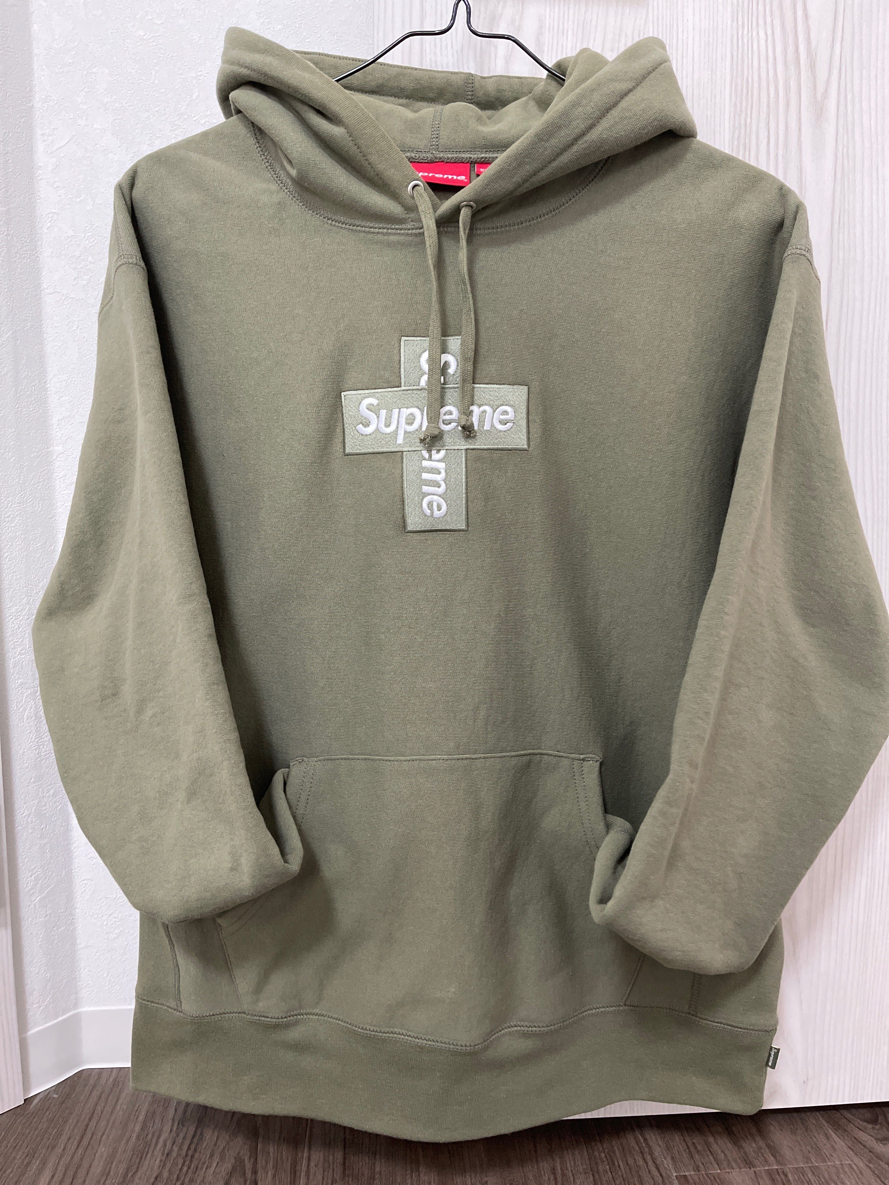 Supreme Cross Box Logo Hooded Sweatshirt "Light Olive"
