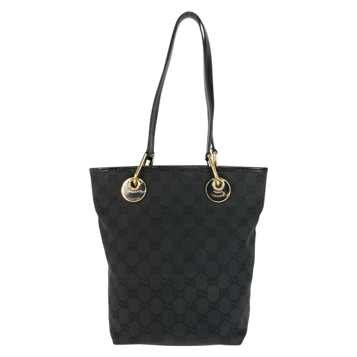 美品 GUCCI グッチ ブラック 黒 ゴールド金具 GGキャンバス トートバッグ ショルダーバッグ 601571 【中古】