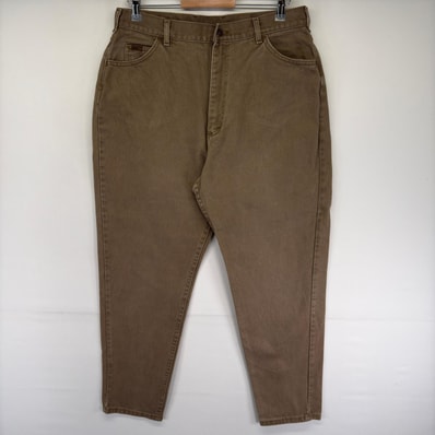 古着 90's/90年代 リー Lee USA製 パンツ デニム 5ポケット テーパード ジップ カラーデニム ジーンズ 18 MED ブラウン系 メンズ