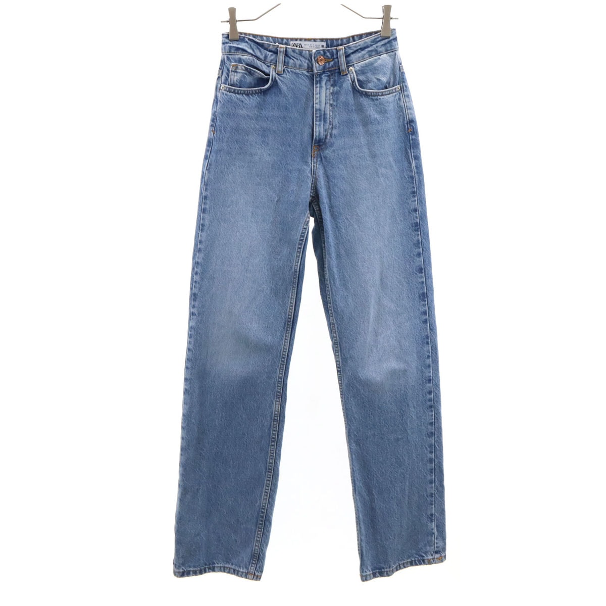 ZARA ザラ ストレートデニムパンツ 34 ウォッシュブルー ジーンズ