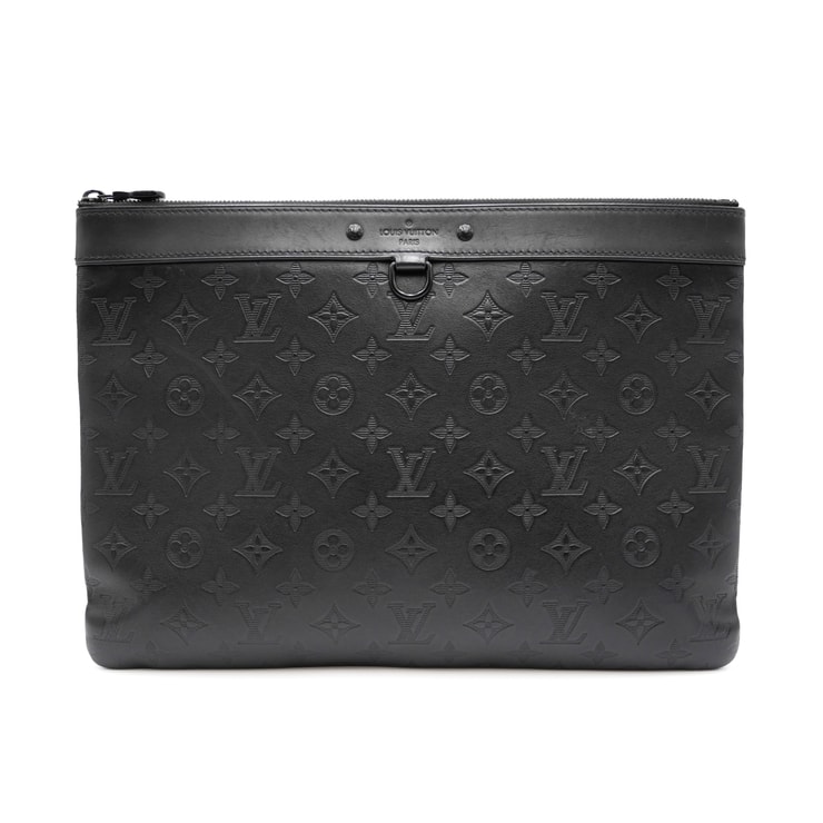 LOUIS VUITTON(ルイ・ヴィトン)ポシェット・ディスカバリー モノグラム・シャドウ クラッチバッグ ブラック レザー メンズ【中古】