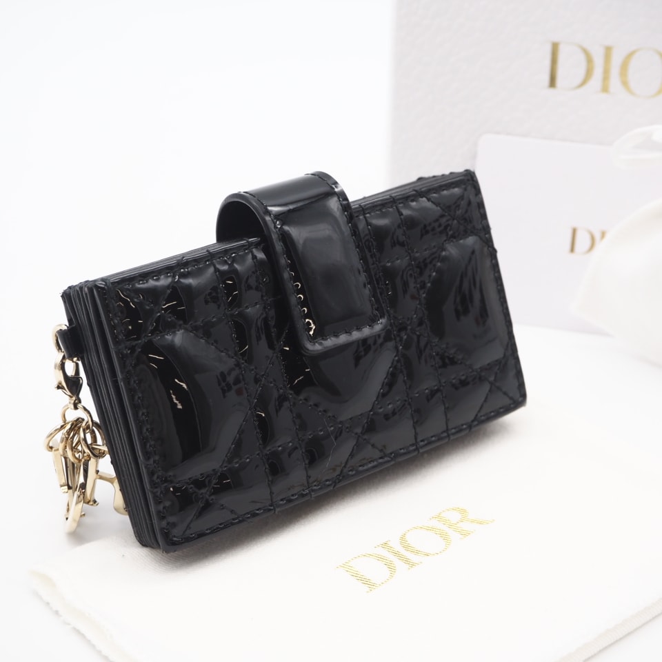 未使用 Christian Dior クリスチャンディオール Lady Dior Jasmine カードホルダー S0074OVRB_M900 カードケース ブラック パテントレザー レディース
