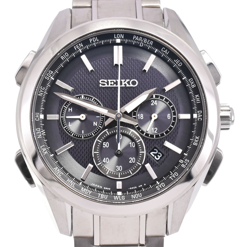 セイコー SEIKO 8B92-0AA0 ブライツ クロノグラフ ソーラー電波 メンズ 良品 箱・保証書付き A#146568