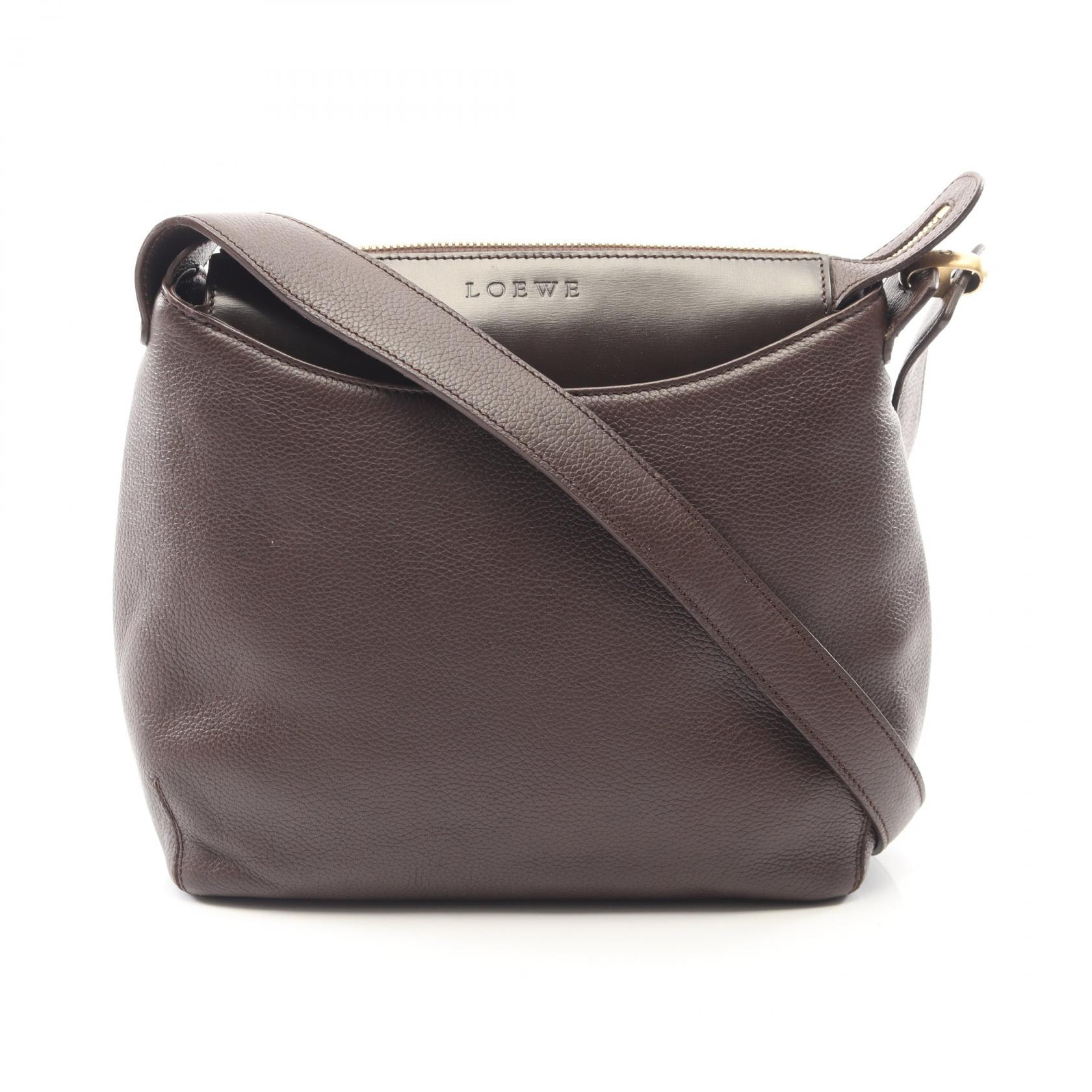ロエベ LOEWE ロゴ ショルダーバッグ バッグ レザー レディース ブラウン系 【中古】