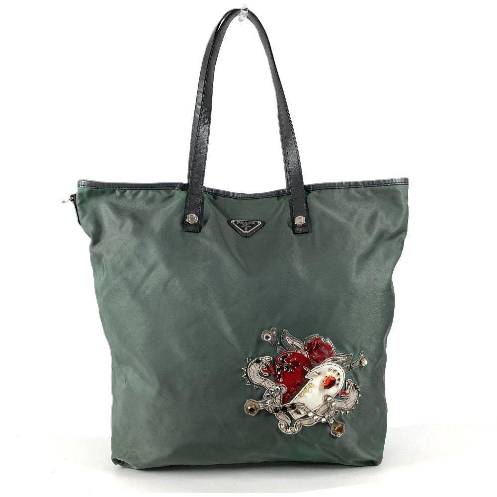 プラダ PRADA トライアングルロゴ 三角ロゴ プレート B4605C ショルダーバッグ カバン 肩掛け トートバッグ レザー/ナイロン グレー系