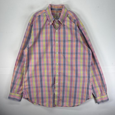古着 ブルックスブラザーズ Brooks Brothers USA製 長袖シャツ ボタンダウン 胸ポケット GOLDEN FLEECE L マルチカラー チェック メンズ