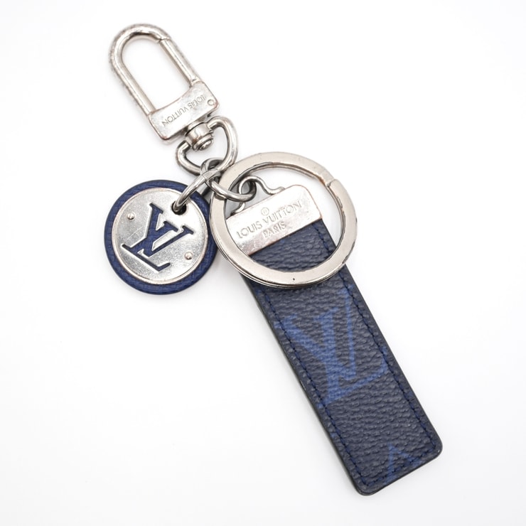 LOUIS VUITTON(ルイヴィトン)ポルトクレ・ネオ LV クラブ キーホルダー バッグチャーム キーリング モノグラム ブルー レザー シルバー金具 メンズ レディース ユニセックス【中古】