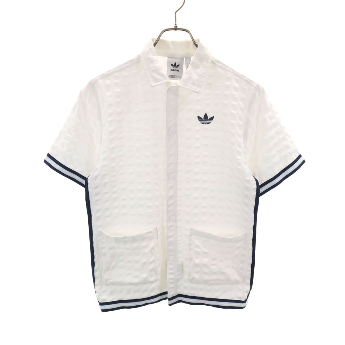 adidas Originals アディダスオリジナルス チェック柄 半袖 スナップ トップ シャツ XS ホワイト