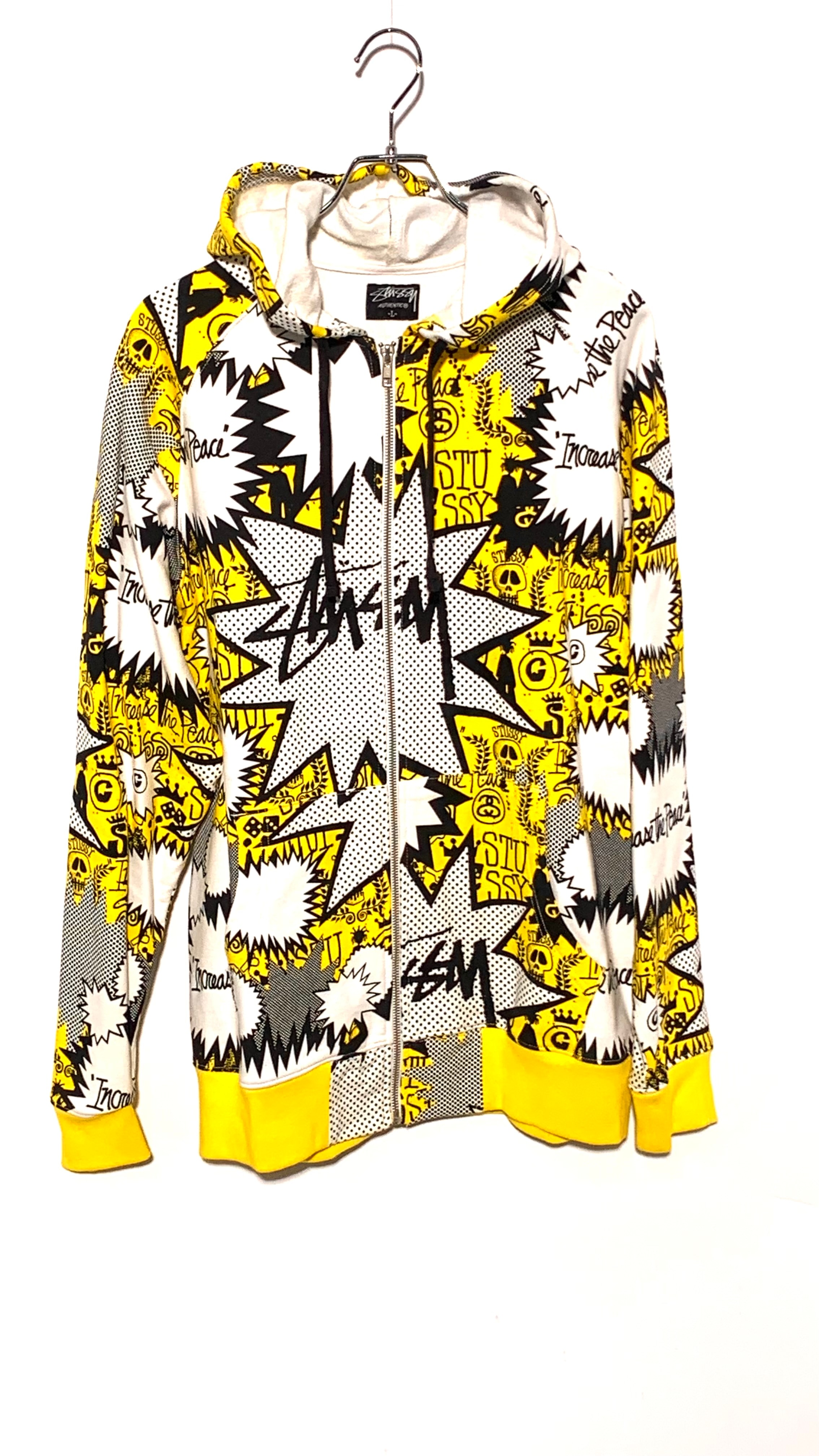 STUSSY Pop Bubble Zip Up Hoodie Yellow 