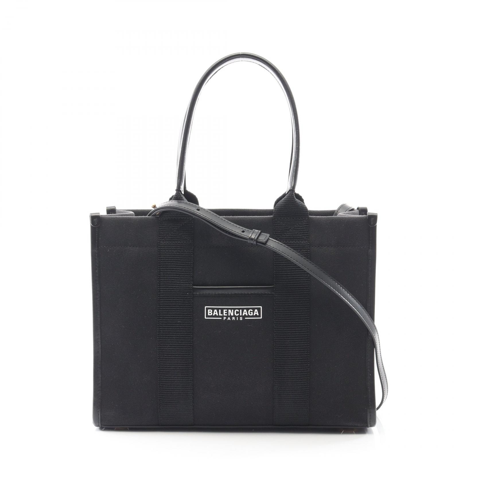 バレンシアガ BALENCIAGA HARDWARE TOTE S トートバッグ バッグ キャンバス レザー レディース ブラック系 671402 【中古】