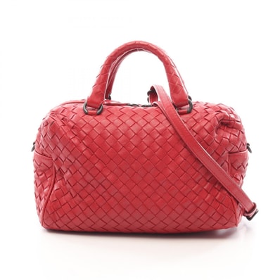 ボッテガヴェネタ BOTTEGA VENETA イントレチャート 2WAY ハンドバッグ バッグ レザー レディース レッド系 【中古】