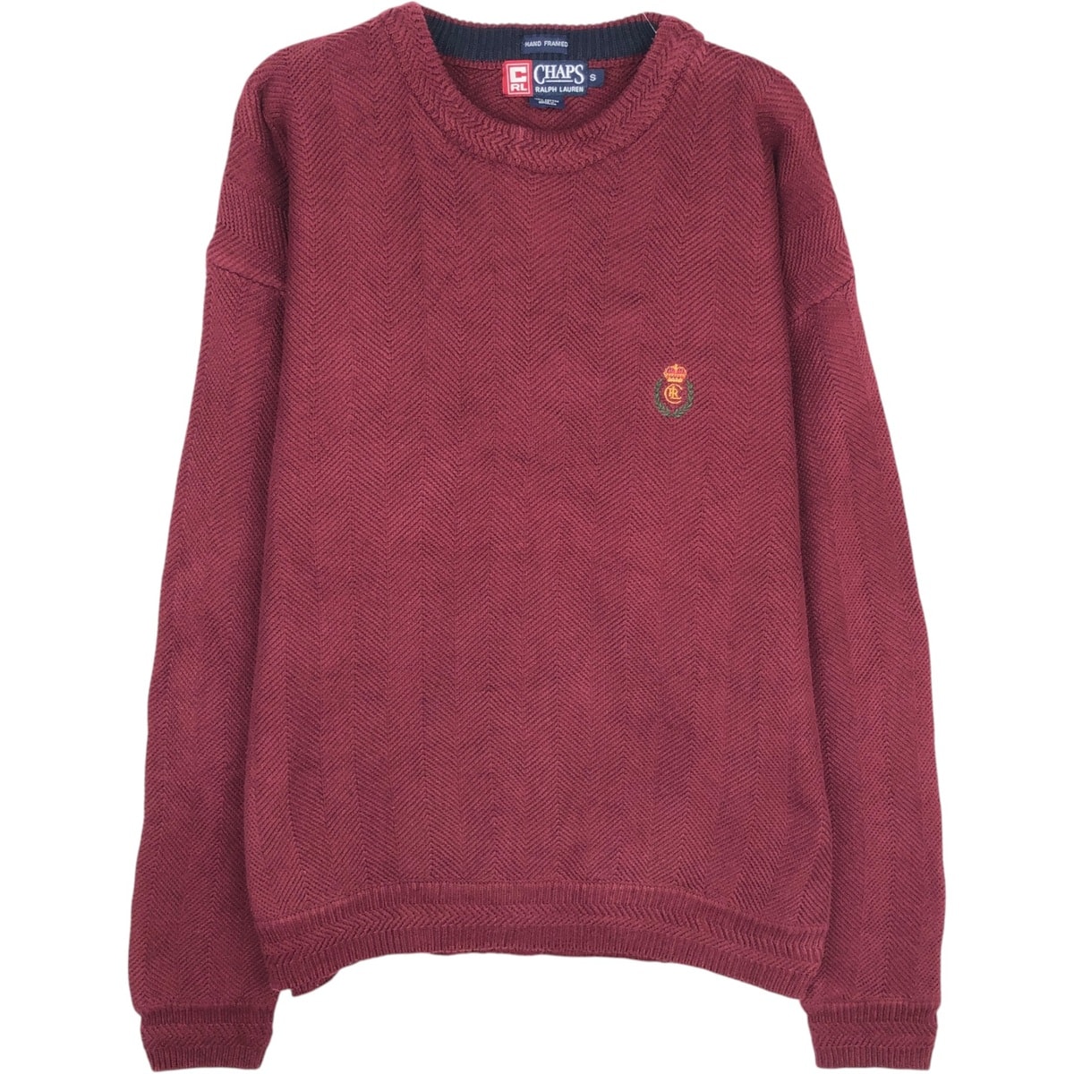 古着 ラルフローレン Ralph Lauren CHAPS チャップス ヘリンボーン コットンニットセーター メンズS相当/eaa637162
