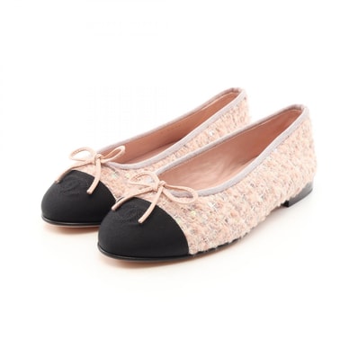 シャネル CHANEL BALLERINA バレリーナ パンプス 靴 ファブリック レディース ピンク系 / ブラック系 G02819. 【中古】