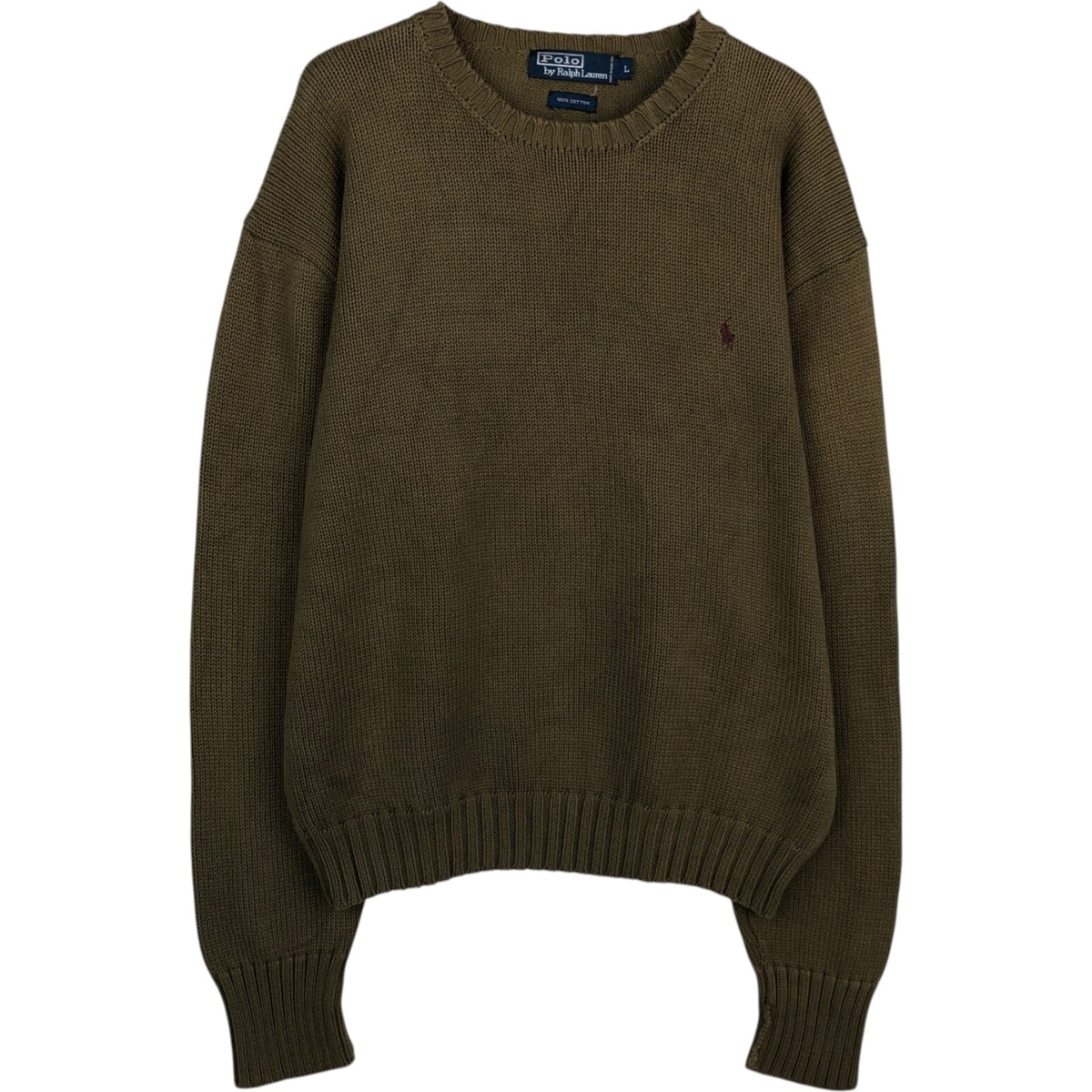 古着 ラルフローレン Ralph Lauren POLO by Ralph Lauren コットンニットセーター 香港製 メンズL相当/eaa627420