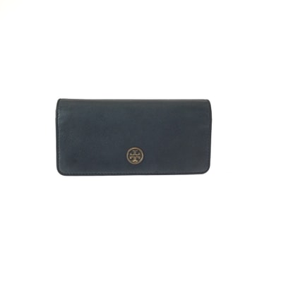 Tory Burch トリーバーチ ブラック 黒 ゴールド金具 レザー 長財布 ロングウォレット 600395 【中古】