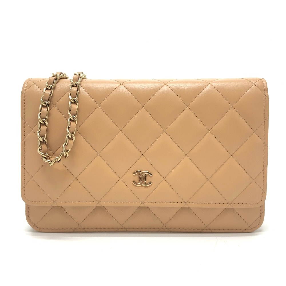 シャネル CHANEL ココマーク クラシック AP0250 マトラッセ チェーンウォレット カバン ショルダーバッグ ラムスキン ベージュ 未使用