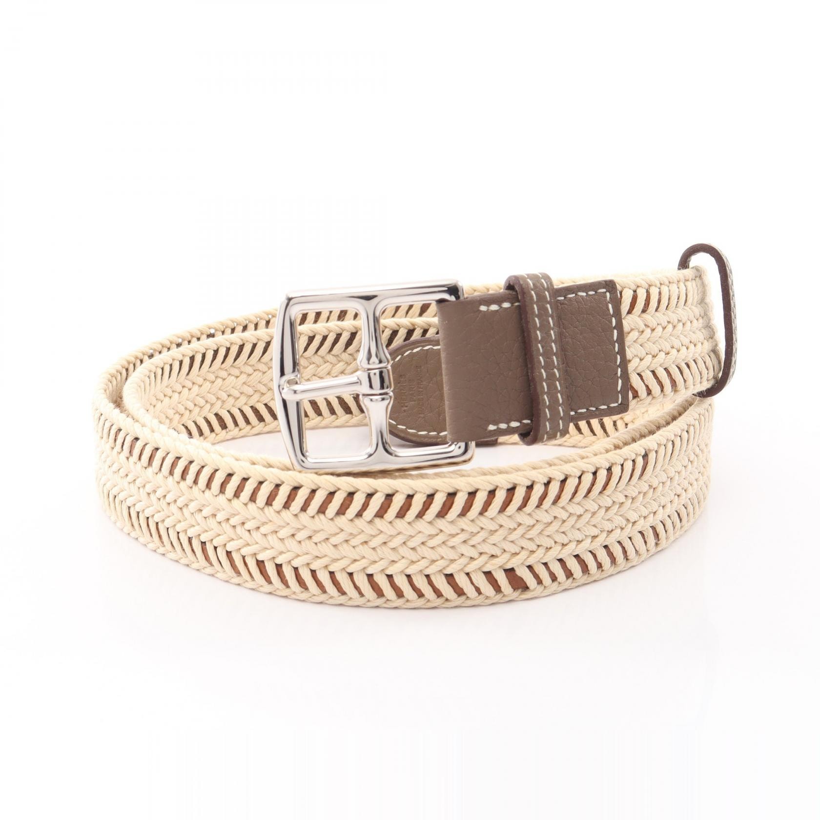 エルメス HERMES エトリヴィエール ベルト 衣料品 キャンバス レザー ベージュ □O刻印(2011年製造) レディース ベージュ系 / ブラウン系 / グレー系 【中古】