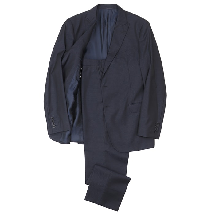 SALE【極美品】ARMANI COLLEZIONI アルマーニコレッツォーニ セットアップ サイズ 50 メンズ M LINE ジャケット スラックス ピークドラペル 2B 開き見せ サイドベンツ スーツ ダークネイビー 紺 ブルガリア製
