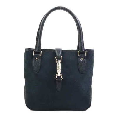 グッチ GUCCI ハンドバッグ ニュージャッキー GGキャンバス/レザー ブラック ゴールド レディース 145817【中古】 e60678k