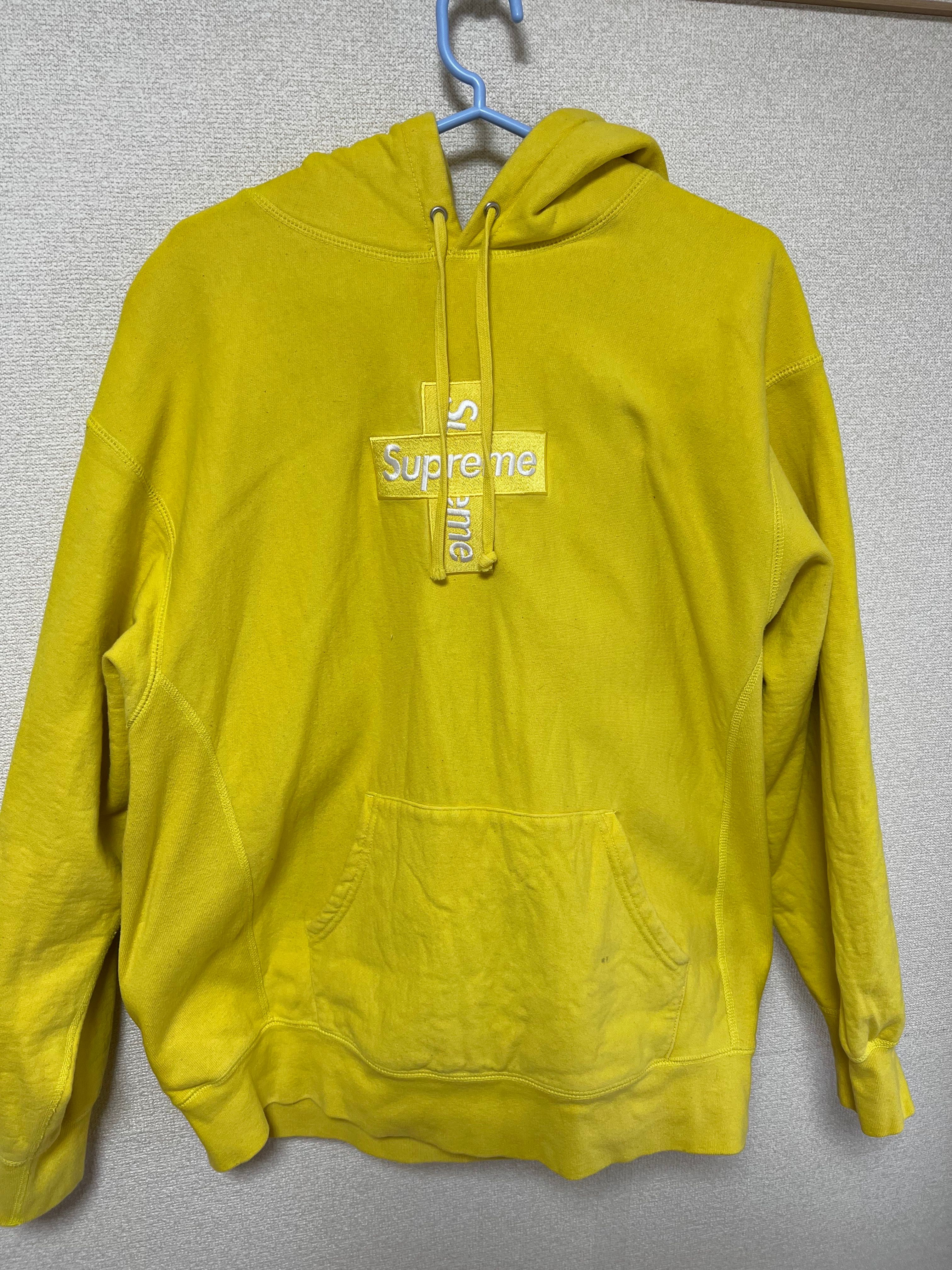 Supreme Cross Box Logo Hooded Sweatshirt "Yellow"