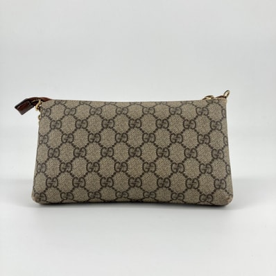 GUCCI(グッチ) GGスプリーム リストウォレット 428449 ハンドバッグ ベージュ×ダークブラウン