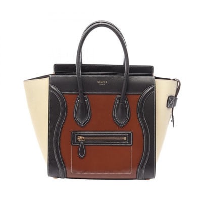 セリーヌ CELINE ラゲージ マイクロショッパー トートバッグ バッグ レザー レディース ブラウン系 / ブラック系 / ベージュ系 【中古】