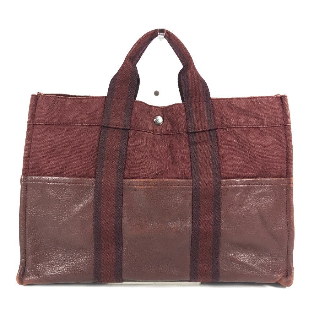 エルメス HERMES フールトゥMM フールトゥ MM ハーフレザー 革 カバン トートバッグ ハンドバッグ キャンバス/レザー ワインレッド系