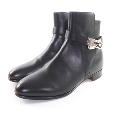 美品 エルメス ショートブーツ ネオ ブラック レディース 34.5