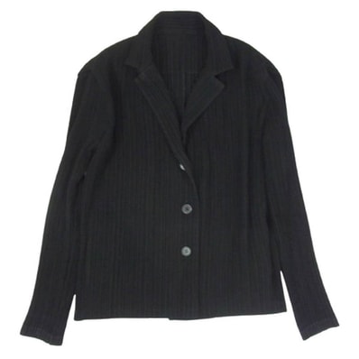 ISSEY MIYAKE イッセイミヤケ ジャケット IF44FD712 FETTE プリーツ加工 厚手素材 テーラードジャケット ブラック系 2【中古】