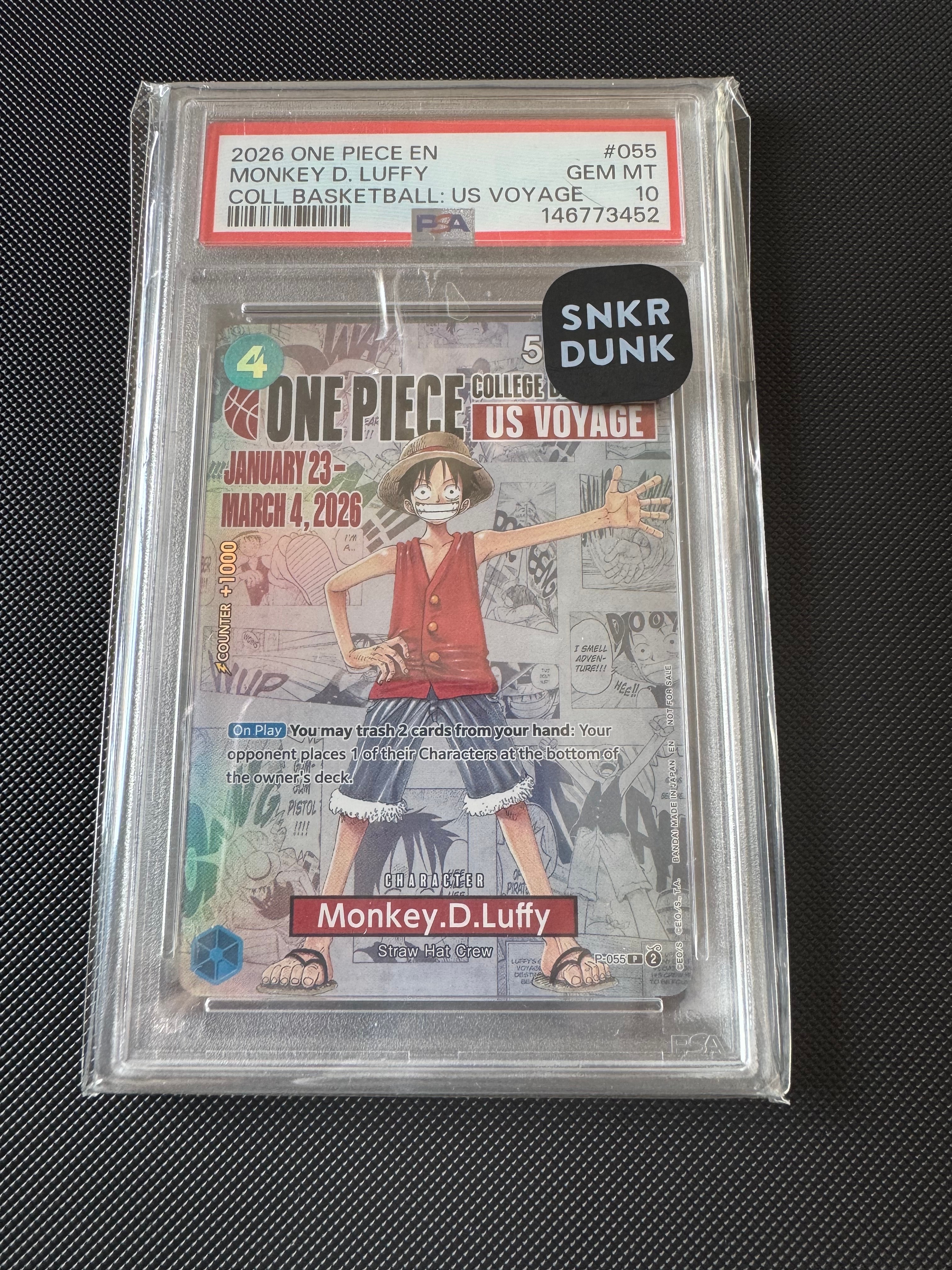 モンキー・D・ルフィ:P (開封済) [P-055]【英語版】(プロモーションカード「ワンピース カレッジ バスケットボール:USボヤージュ」)