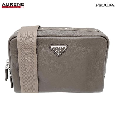 PRADA プラダ ヴィッテロダイノ ショルダーバッグ ボディバッグ レザー キャンバス ベージュ RFID メンズ 【中古】
