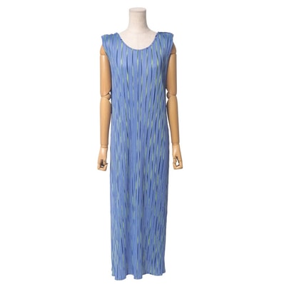 ■美品■PLEATS PLEASE ISSEY MIYAKE プリーツプリーズ イッセイミヤケ ワンピース サイズ5 プリーツ ノースリーブ ストライプ【おすすめ】 ブランド古着【中古】20250612/RA5122