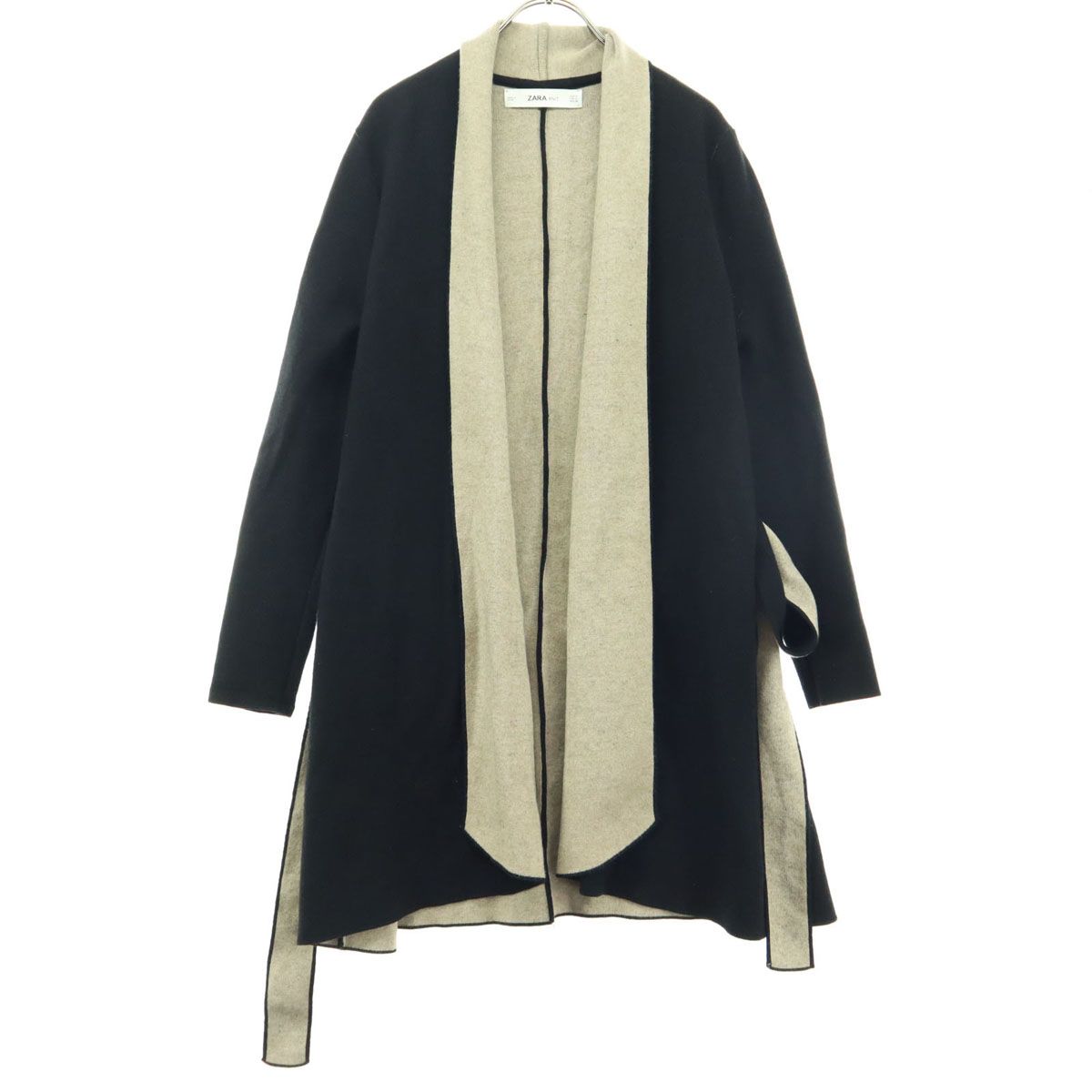 美品 ZARA ザラ 長袖 ロング ニットカーディガン M ブラック